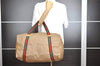 Authentic GUCCI Web Sherry Line Micro GG PVC Leather Boston Bag Brown 3753I