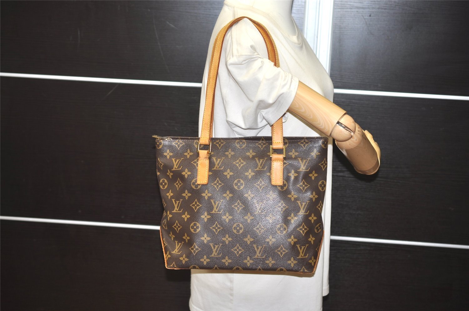Authentic Louis Vuitton Monogram Cabas Piano Shoulder Tote Bag M51148 Junk 3753J