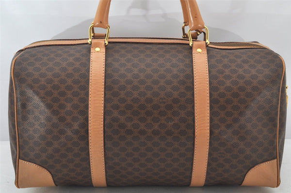 Authentic CELINE Macadam Blason Pattern Hand Boston Bag PVC Leather Brown 3753K