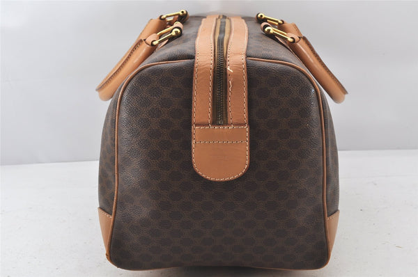Authentic CELINE Macadam Blason Pattern Hand Boston Bag PVC Leather Brown 3753K