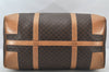Authentic CELINE Macadam Blason Pattern Hand Boston Bag PVC Leather Brown 3753K