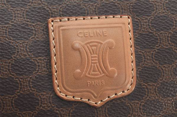 Authentic CELINE Macadam Blason Pattern Hand Boston Bag PVC Leather Brown 3753K