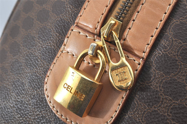 Authentic CELINE Macadam Blason Pattern Hand Boston Bag PVC Leather Brown 3753K
