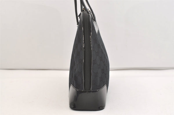Authentic GUCCI Vintage Shoulder Tote Bag GG Canvas Enamel 0021122 Black 3754J