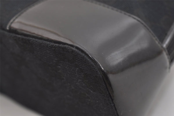 Authentic GUCCI Vintage Shoulder Tote Bag GG Canvas Enamel 0021122 Black 3754J