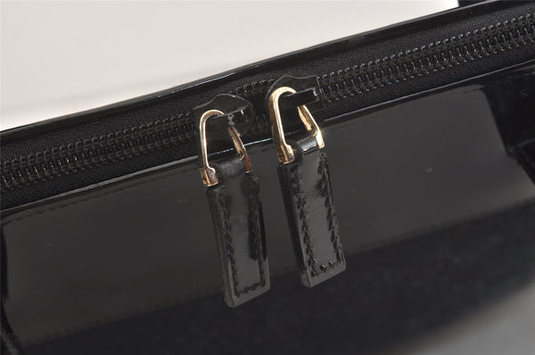 Authentic GUCCI Vintage Shoulder Tote Bag GG Canvas Enamel 0021122 Black 3754J