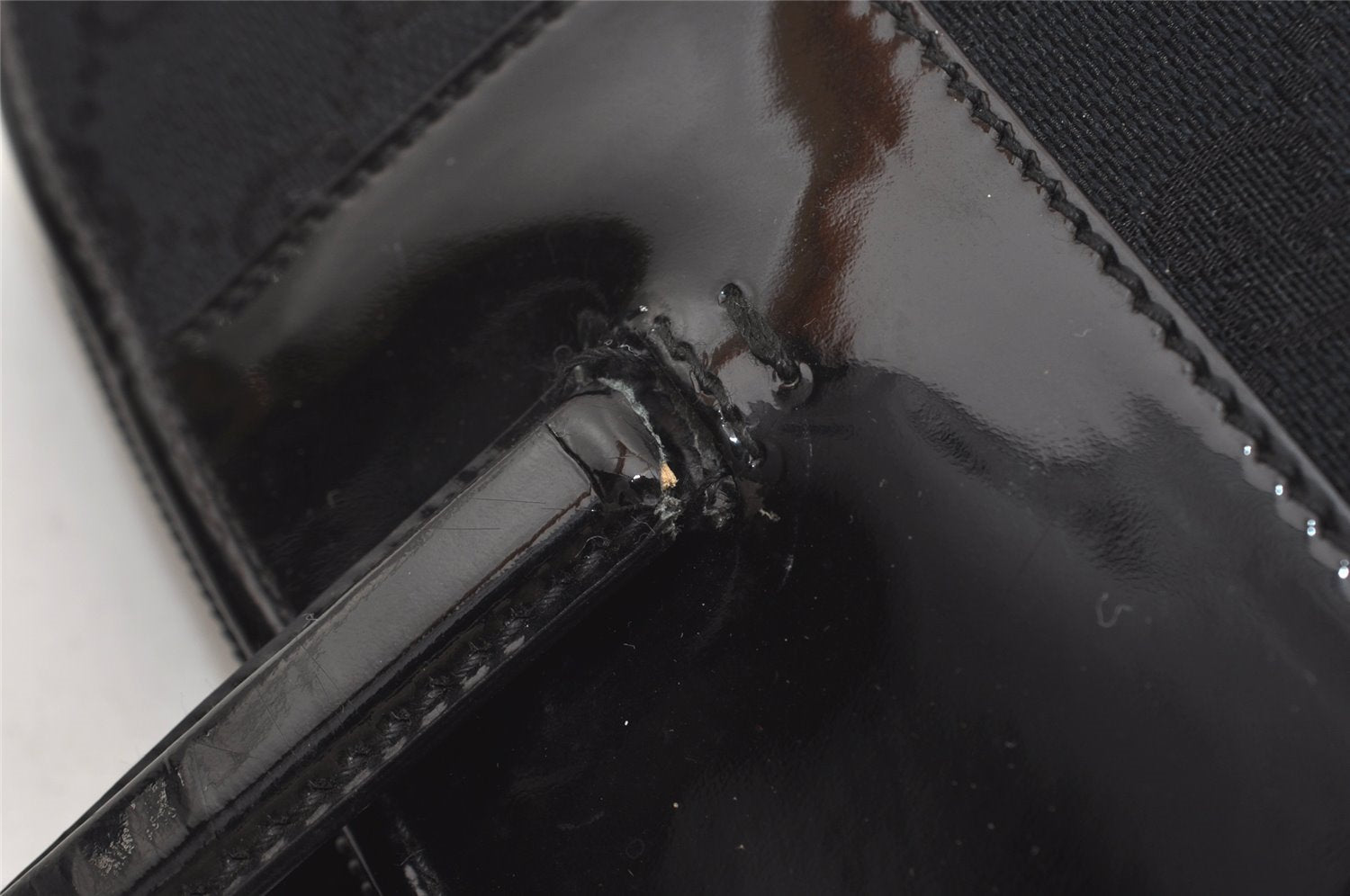 Authentic GUCCI Vintage Shoulder Tote Bag GG Canvas Enamel 0021122 Black 3754J