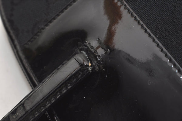 Authentic GUCCI Vintage Shoulder Tote Bag GG Canvas Enamel 0021122 Black 3754J