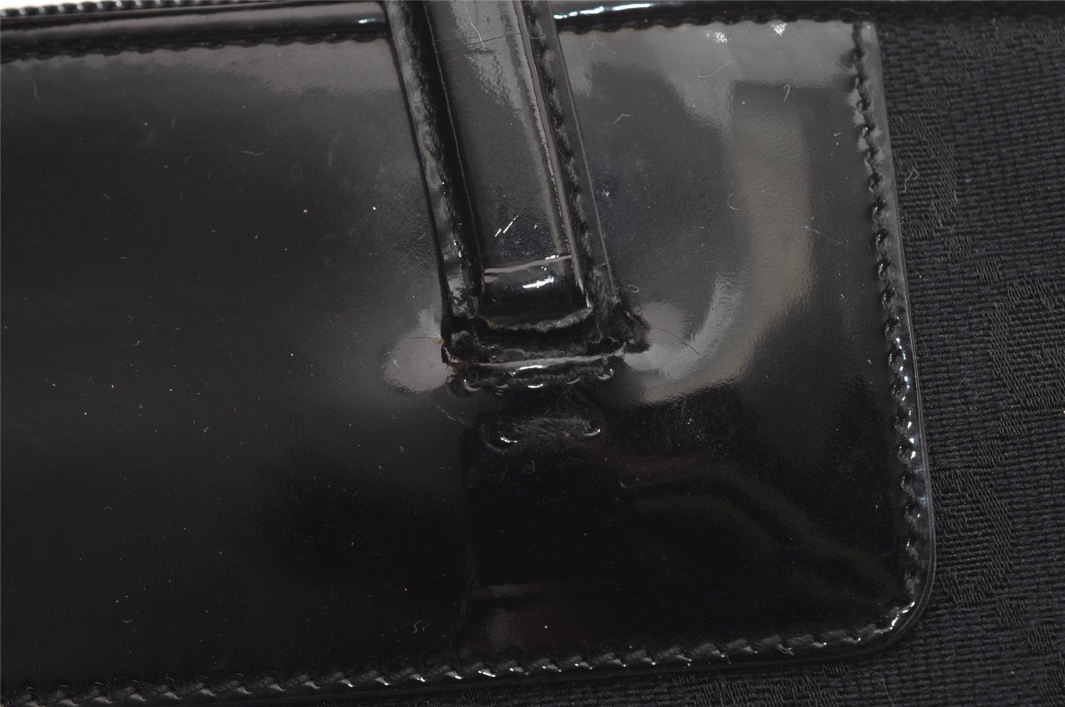 Authentic GUCCI Vintage Shoulder Tote Bag GG Canvas Enamel 0021122 Black 3754J