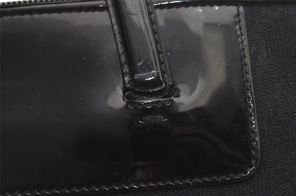 Authentic GUCCI Vintage Shoulder Tote Bag GG Canvas Enamel 0021122 Black 3754J