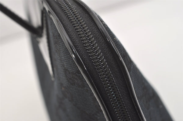 Authentic GUCCI Vintage Shoulder Tote Bag GG Canvas Enamel 0021122 Black 3754J