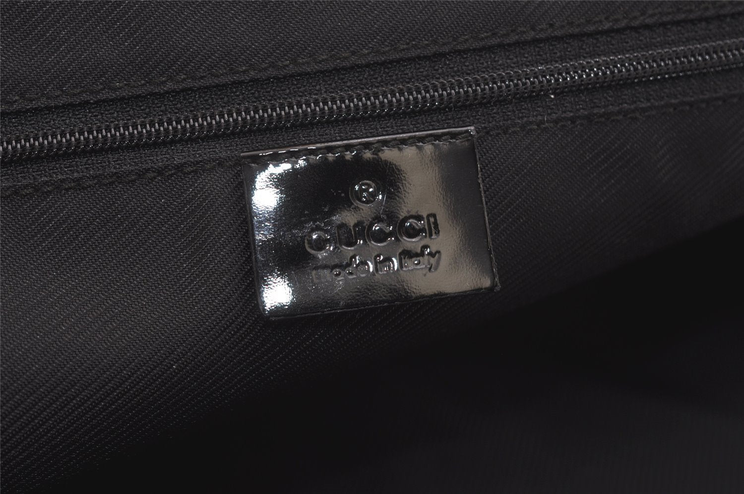 Authentic GUCCI Vintage Shoulder Tote Bag GG Canvas Enamel 0021122 Black 3754J