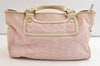 Authentic CELINE Boogie Bag C Macadam Blason Hand Bag Canvas Leather Pink 3754K