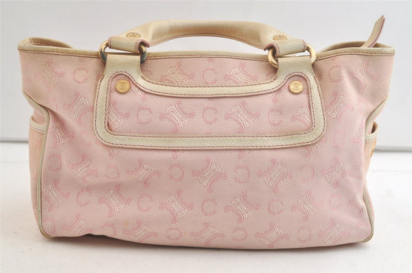Authentic CELINE Boogie Bag C Macadam Blason Hand Bag Canvas Leather Pink 3754K