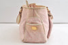 Authentic CELINE Boogie Bag C Macadam Blason Hand Bag Canvas Leather Pink 3754K