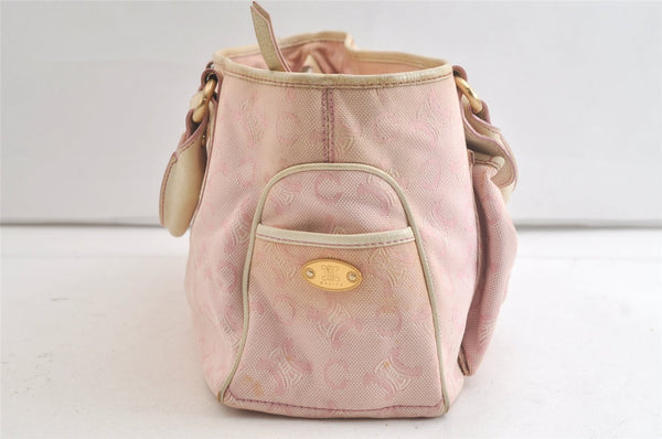 Authentic CELINE Boogie Bag C Macadam Blason Hand Bag Canvas Leather Pink 3754K