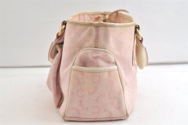 Authentic CELINE Boogie Bag C Macadam Blason Hand Bag Canvas Leather Pink 3754K