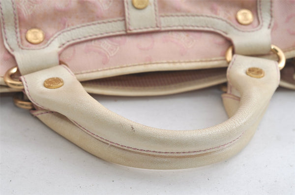 Authentic CELINE Boogie Bag C Macadam Blason Hand Bag Canvas Leather Pink 3754K