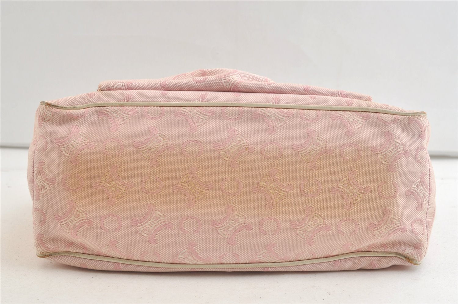 Authentic CELINE Boogie Bag C Macadam Blason Hand Bag Canvas Leather Pink 3754K