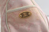 Authentic CELINE Boogie Bag C Macadam Blason Hand Bag Canvas Leather Pink 3754K