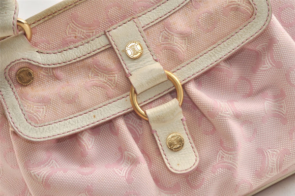 Authentic CELINE Boogie Bag C Macadam Blason Hand Bag Canvas Leather Pink 3754K