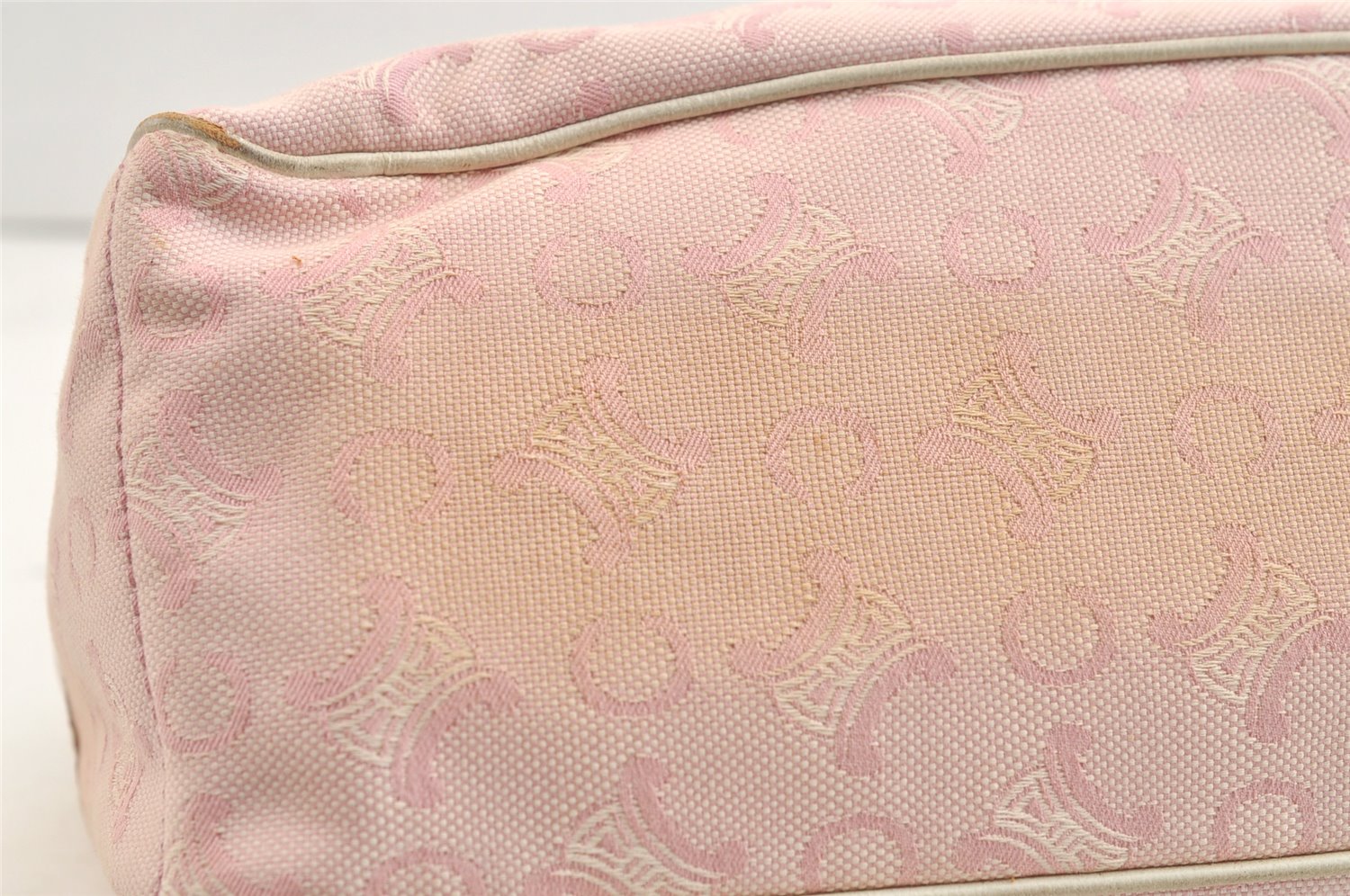 Authentic CELINE Boogie Bag C Macadam Blason Hand Bag Canvas Leather Pink 3754K