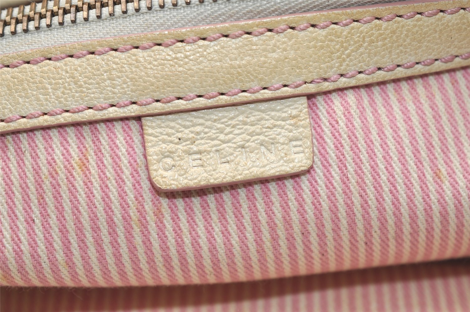 Authentic CELINE Boogie Bag C Macadam Blason Hand Bag Canvas Leather Pink 3754K
