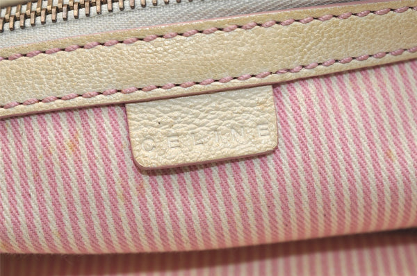 Authentic CELINE Boogie Bag C Macadam Blason Hand Bag Canvas Leather Pink 3754K