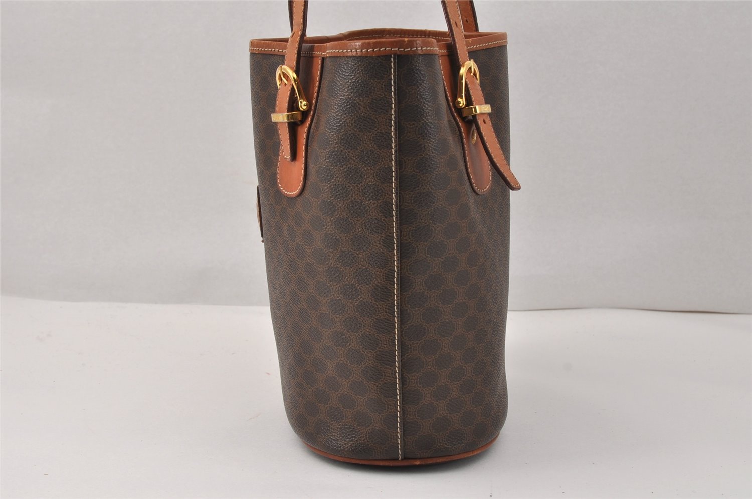Authentic CELINE Macadam Blason Shoulder Hand Bag PVC Leather Brown 3755K