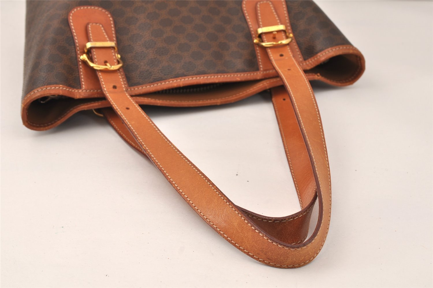 Authentic CELINE Macadam Blason Shoulder Hand Bag PVC Leather Brown 3755K