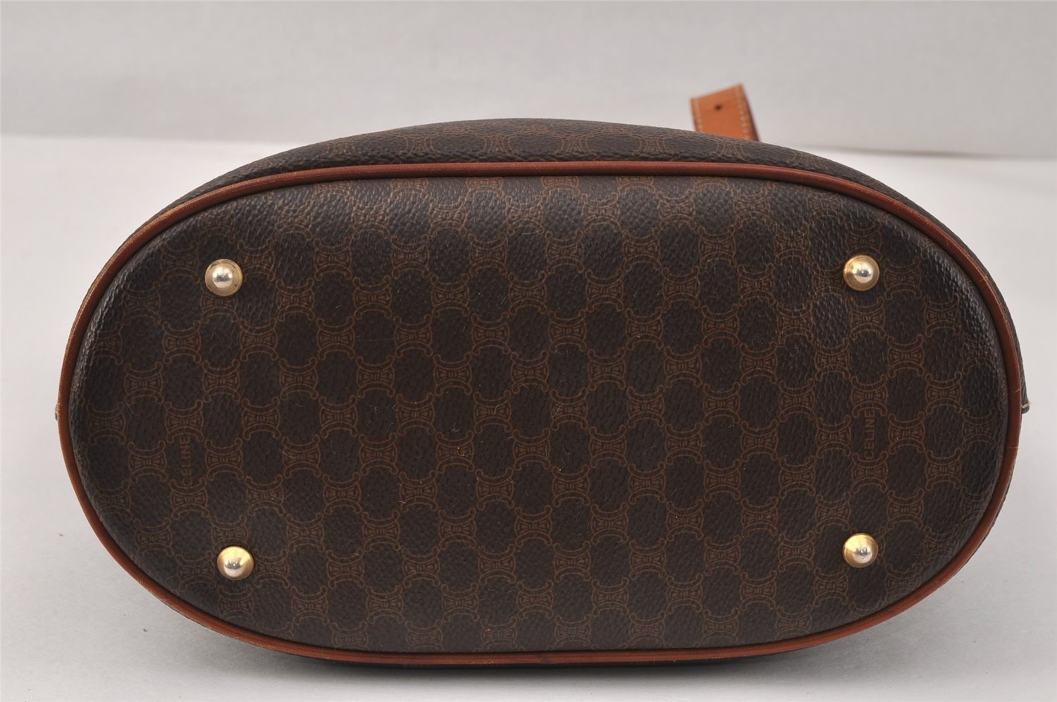 Authentic CELINE Macadam Blason Shoulder Hand Bag PVC Leather Brown 3755K
