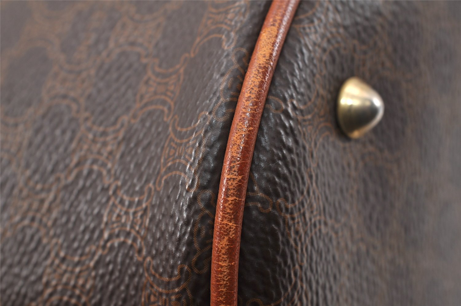 Authentic CELINE Macadam Blason Shoulder Hand Bag PVC Leather Brown 3755K