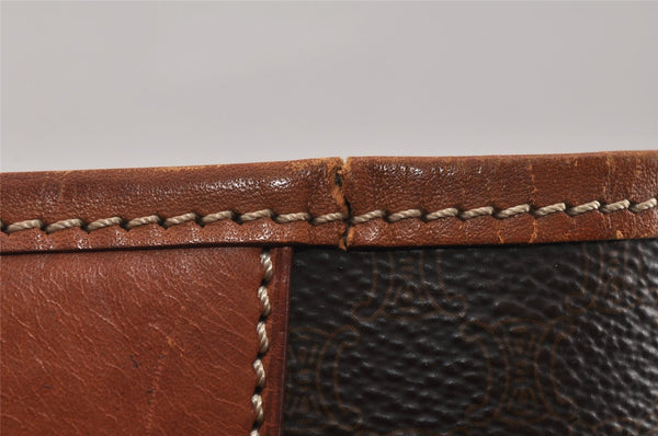 Authentic CELINE Macadam Blason Shoulder Hand Bag PVC Leather Brown 3755K