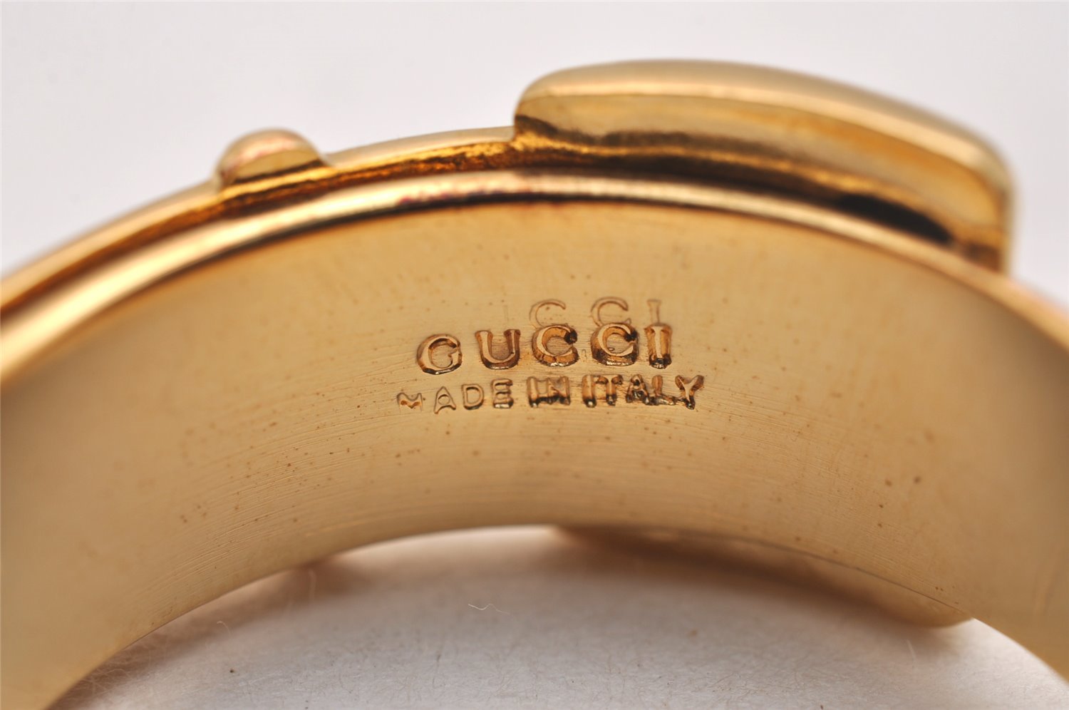 Authentic GUCCI Scarf Ring Belt Motif Gold Plating 3756J