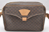 Authentic CELINE Macadam Blason Shoulder Cross Body Bag PVC Leather Brown 3756K