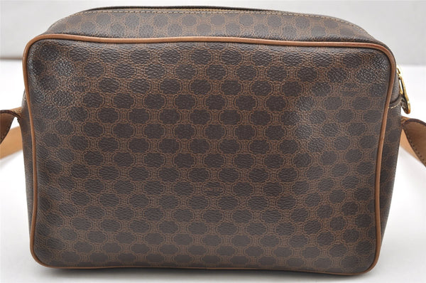 Authentic CELINE Macadam Blason Shoulder Cross Body Bag PVC Leather Brown 3756K