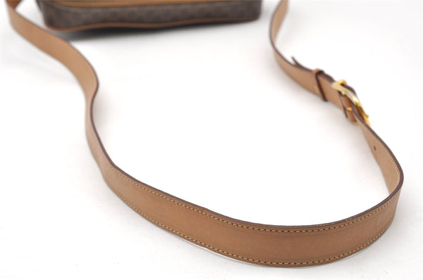 Authentic CELINE Macadam Blason Shoulder Cross Body Bag PVC Leather Brown 3756K