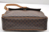 Authentic CELINE Macadam Blason Shoulder Cross Body Bag PVC Leather Brown 3756K