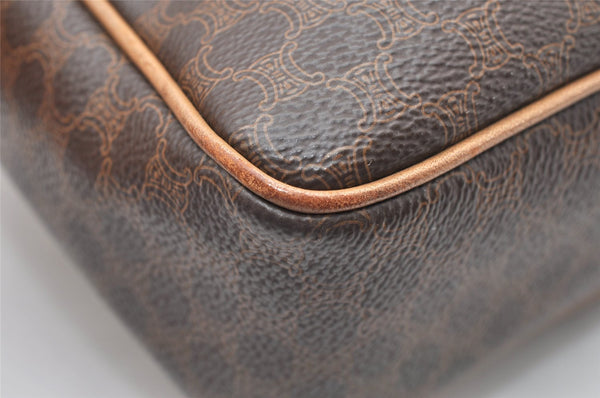 Authentic CELINE Macadam Blason Shoulder Cross Body Bag PVC Leather Brown 3756K