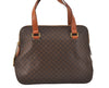 Authentic CELINE Macadam Blason Pattern Hand Tote Bag PVC Leather Brown 3757K