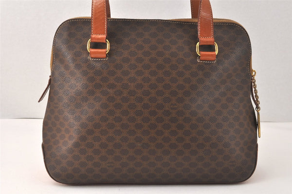 Authentic CELINE Macadam Blason Pattern Hand Tote Bag PVC Leather Brown 3757K
