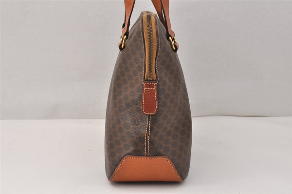 Authentic CELINE Macadam Blason Pattern Hand Tote Bag PVC Leather Brown 3757K