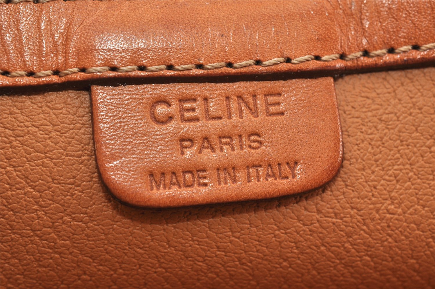 Authentic CELINE Macadam Blason Pattern Hand Tote Bag PVC Leather Brown 3757K
