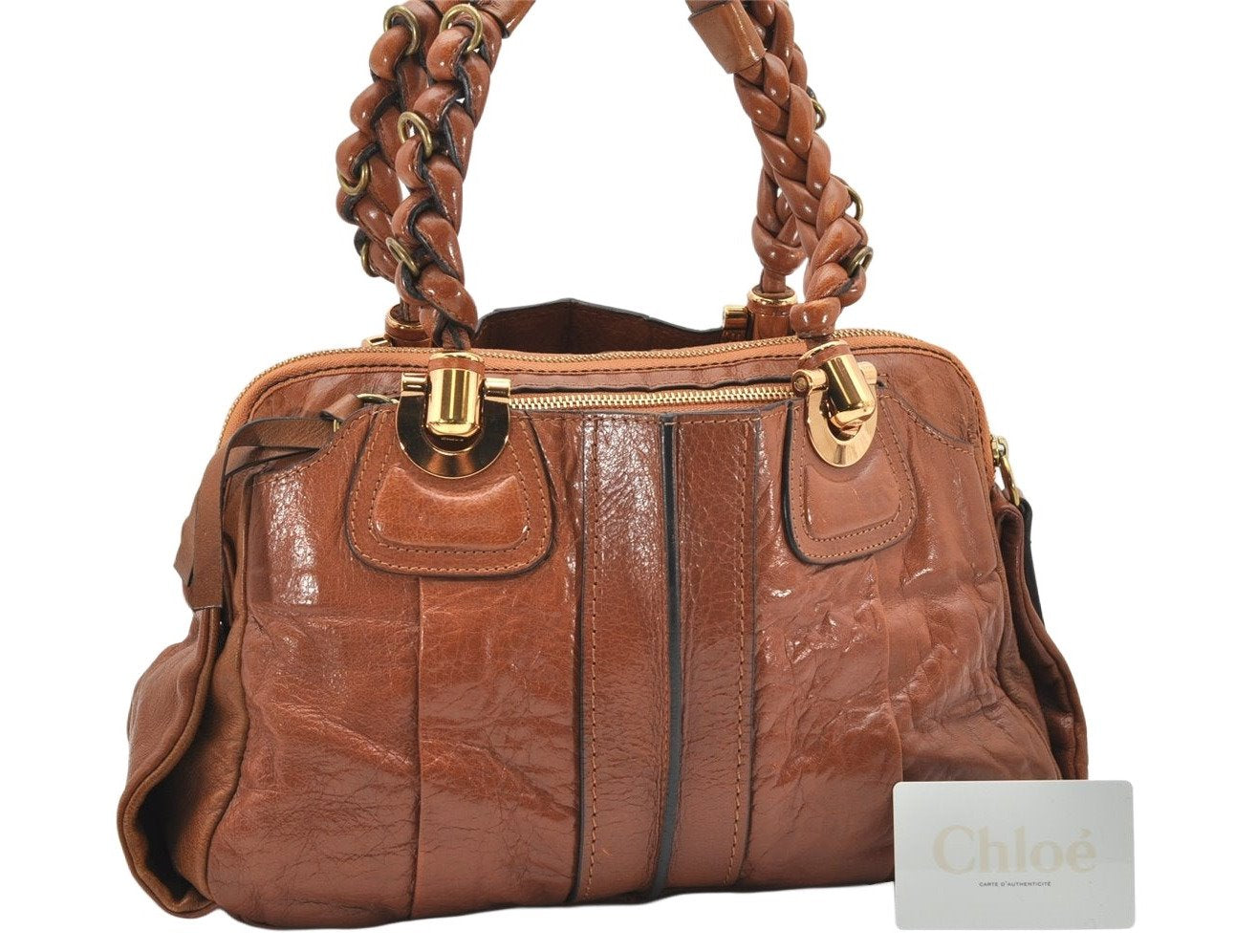 Authentic Chloe Vintage Eloise Shoulder Hand Bag Leather Brown 3758K