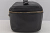 Authentic CHANEL Caviar Skin Vanity Cosmetic Bag Purse Black CC 3760J