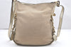 Authentic Chloe Harley Canvas Leather Shoulder Cross Body Bag Beige Gold 3760K