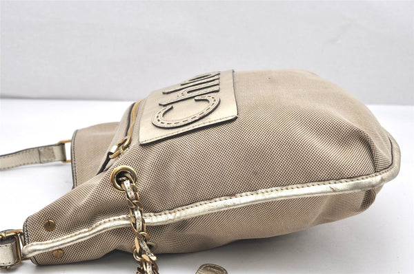 Authentic Chloe Harley Canvas Leather Shoulder Cross Body Bag Beige Gold 3760K