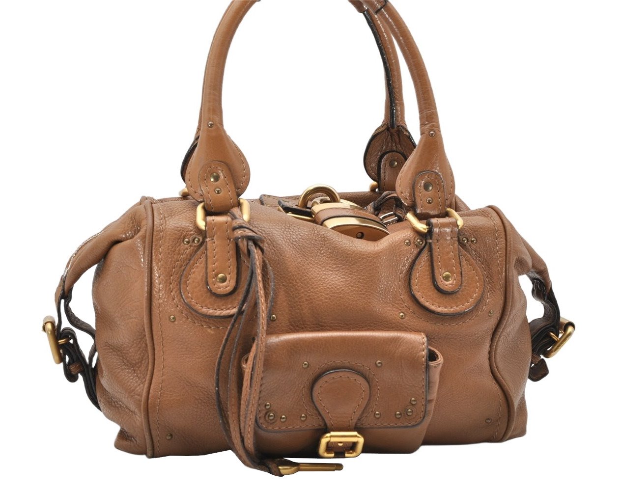 Authentic Chloe Paddington Leather Shoulder Hand Bag Purse Brown Junk 3761K