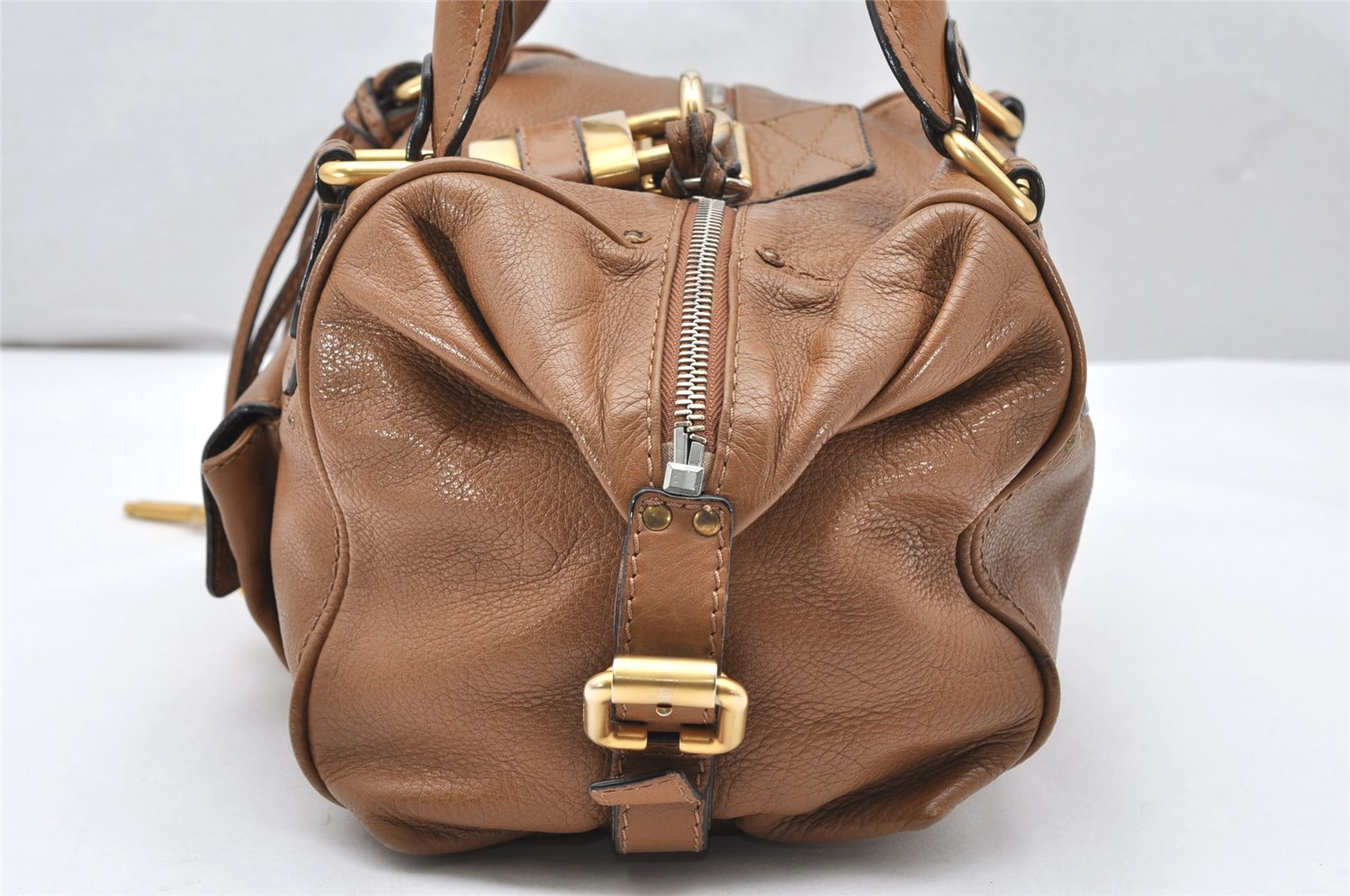 Authentic Chloe Paddington Leather Shoulder Hand Bag Purse Brown Junk 3761K