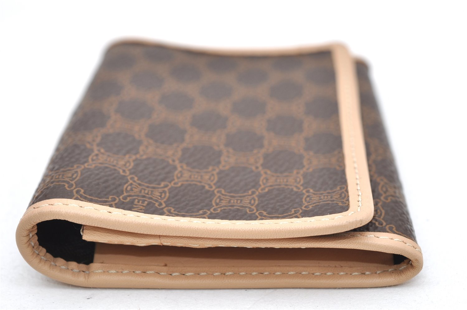 Authentic CELINE Macadam Blason Pattern Card Case PVC Leather Brown 3762K